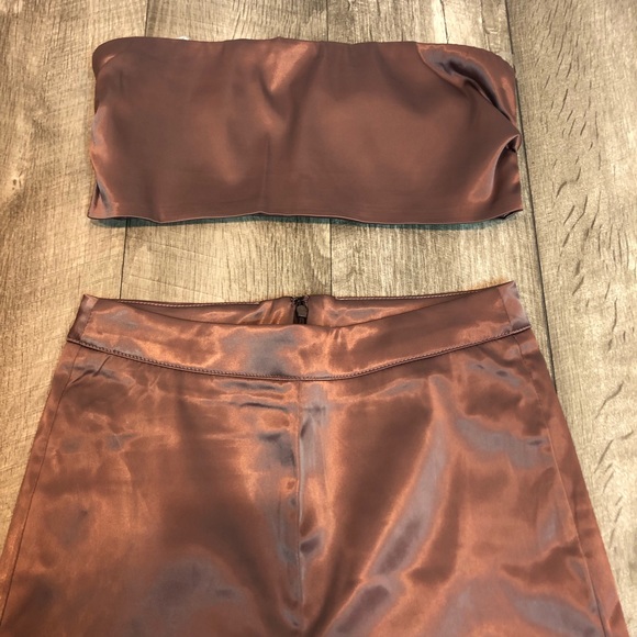LAST 1 // Mauve Satin Bandeau Biker Shorts Set - Picture 4 of 5